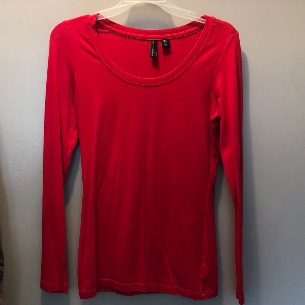Long sleeve bright red top